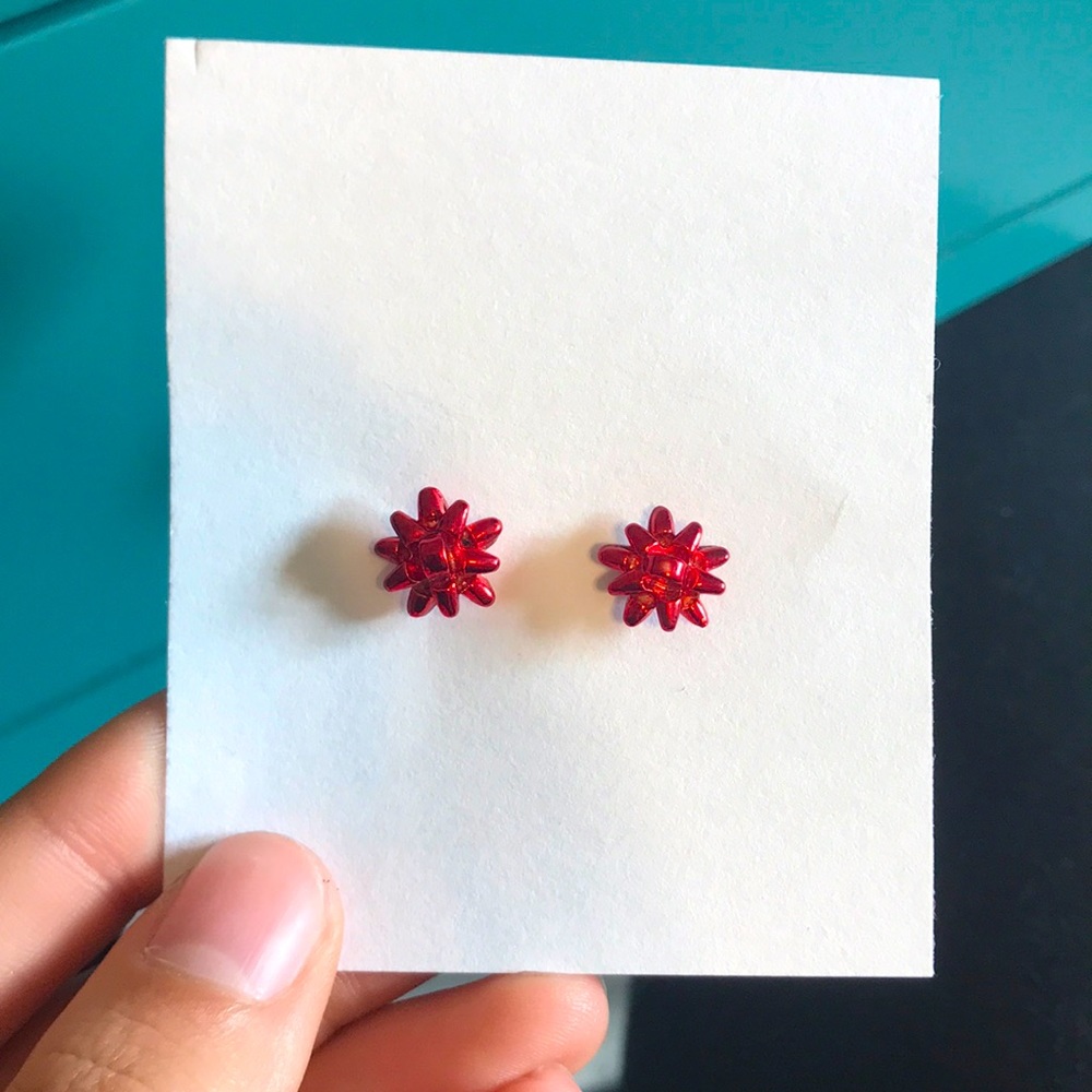 Red Holiday Bow Earrings